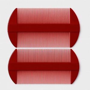 lendreras rojas de plástico con púas finas para higiene capilar y eliminación de liendres