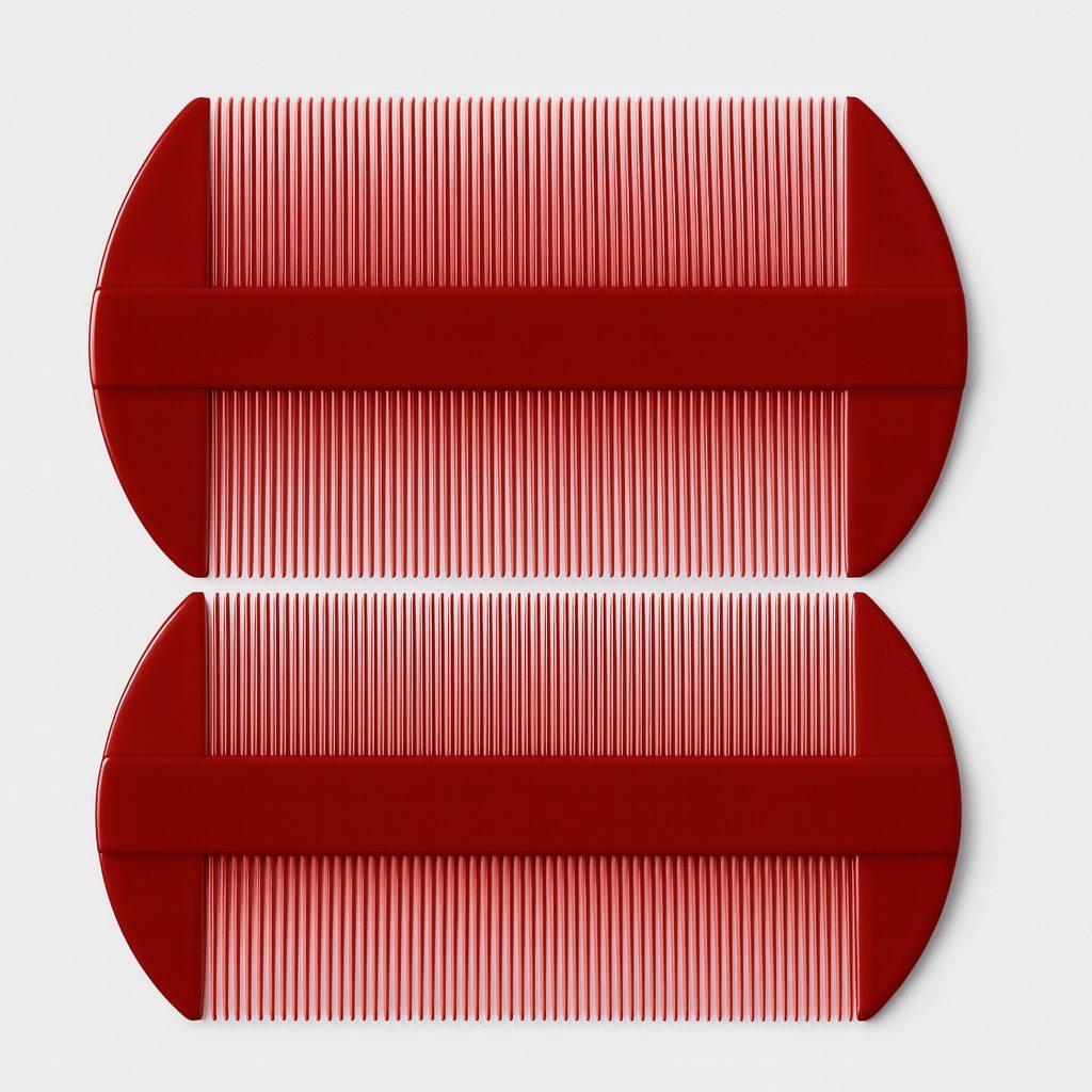 lendreras rojas de plástico con púas finas para higiene capilar y eliminación de liendres