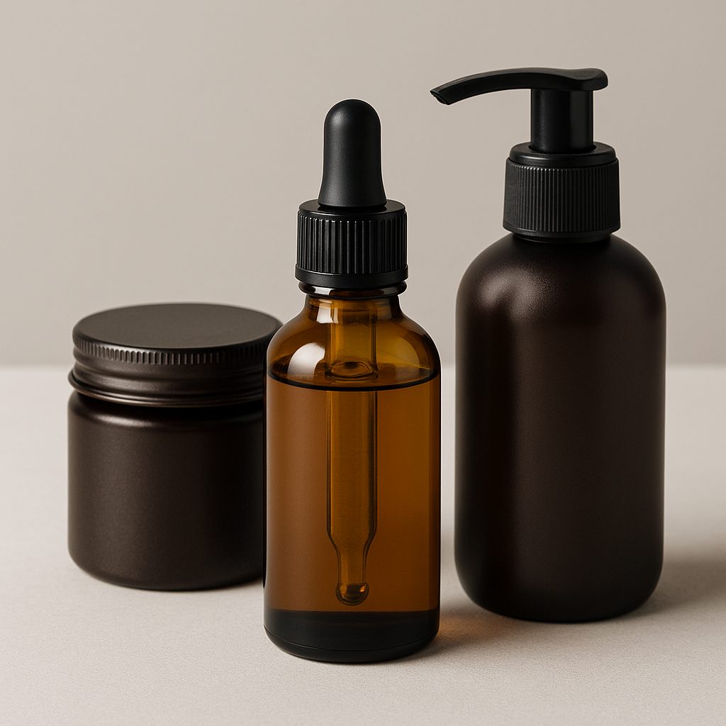 ackaging cosmético masculino para cuidado de la barba con gotero tarro y botella