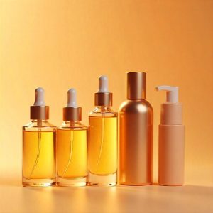 Conjunto de envases cuentagotas para cosméticos y dispensador de crema, ideales para una aplicación precisa y elegante de productos de belleza. Diseño funcional y sofisticado para un almacenamiento seguro y práctico