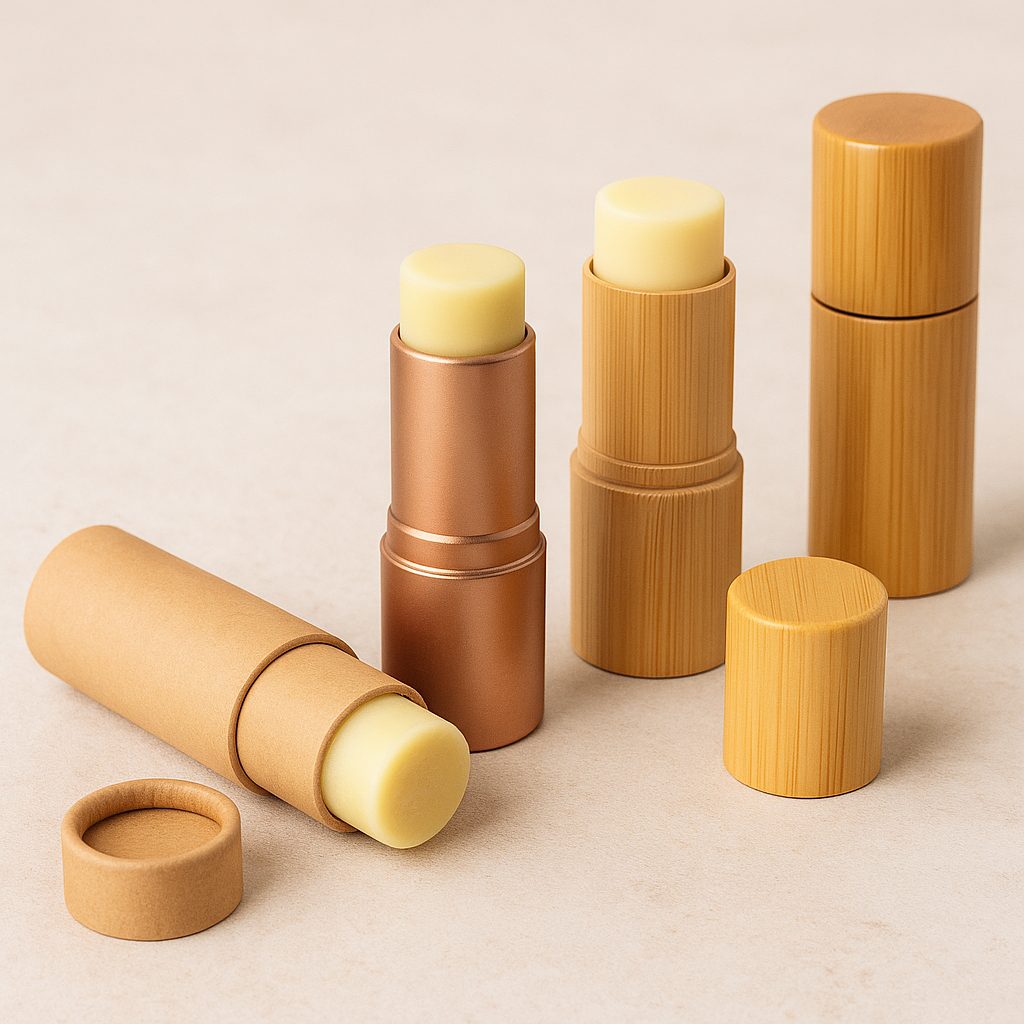 Stick cosmético aplicado en contexto de uso diario y viaje