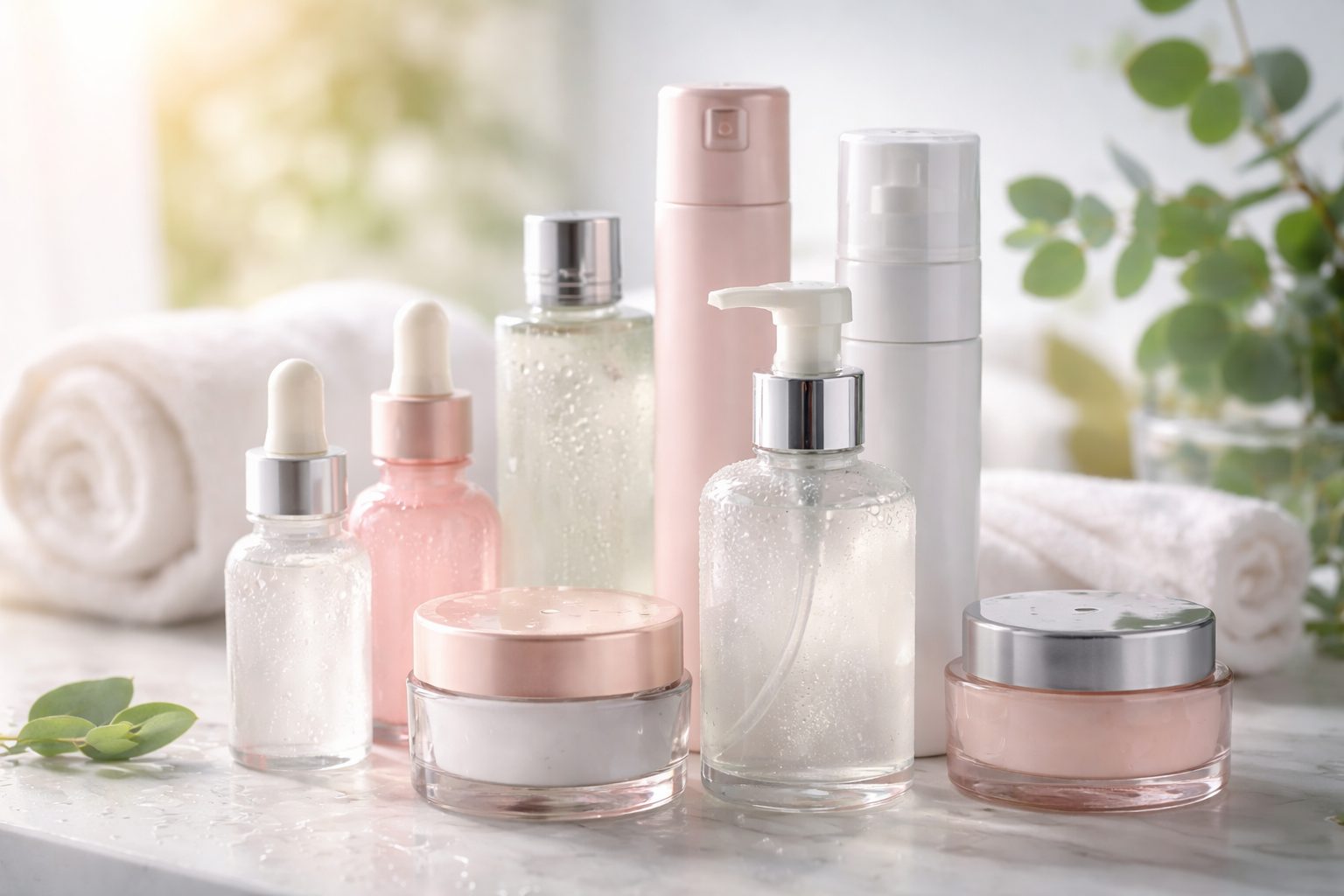 envases cosméticos con dosificadores y tarros